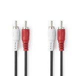 2x RCA Male | 2x RCA Male | Vernikkeld | 1.00 m | Rond | Zwart | Label