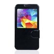 Leder Beschermtasje Wallet Window View Zwart voor Samsung SM-G900F Galaxy S5