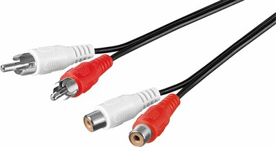 RCA stereo audio verlengkabel ( 2RCA - M | 2RCA - V )  2 meter