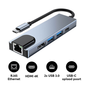 Usb BYL-2007 Type C Multipoort Adapter USB, 4K Hdmi, LAN,PD