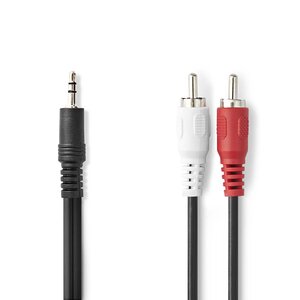 Stereo-Audiokabel 3,5 mm Male | 2x RCA Male | Vernikkeld | 1.50 m | Rond | Zwart