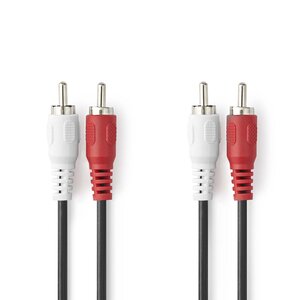 2x RCA Male | 2x RCA Male | Vernikkeld | 1.00 m | Rond | Zwart | Label