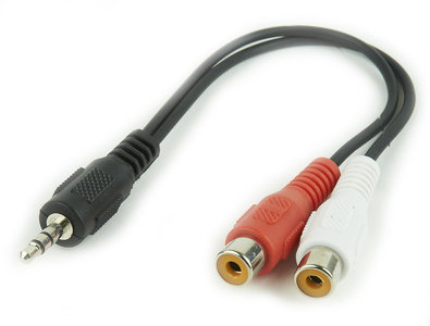 Stereo audiokabel met 3.5 mm jack naar 2x female RCA