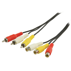 Composiet Videokabel 3x RCA Male - 3x RCA Female 2.00 m Zwart