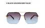 Half Frame Zonnebril Mannen Vrouwen Merk Designer Vierkante Platte Lens Retro Punk Zonneschermen Uv400 ( GOLDEN / GREY / BLUE )_